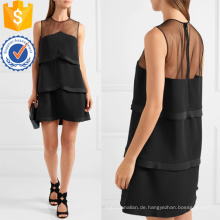 Schwarz Tulle Tiered ärmellose Rüschen Mini Sommerkleid Herstellung Großhandel Mode Frauen Bekleidung (TA0287D)